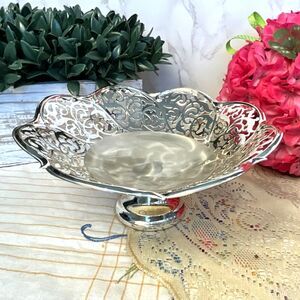 Vintage silver plated footed pedestal bowl bon bon dish Western Germany